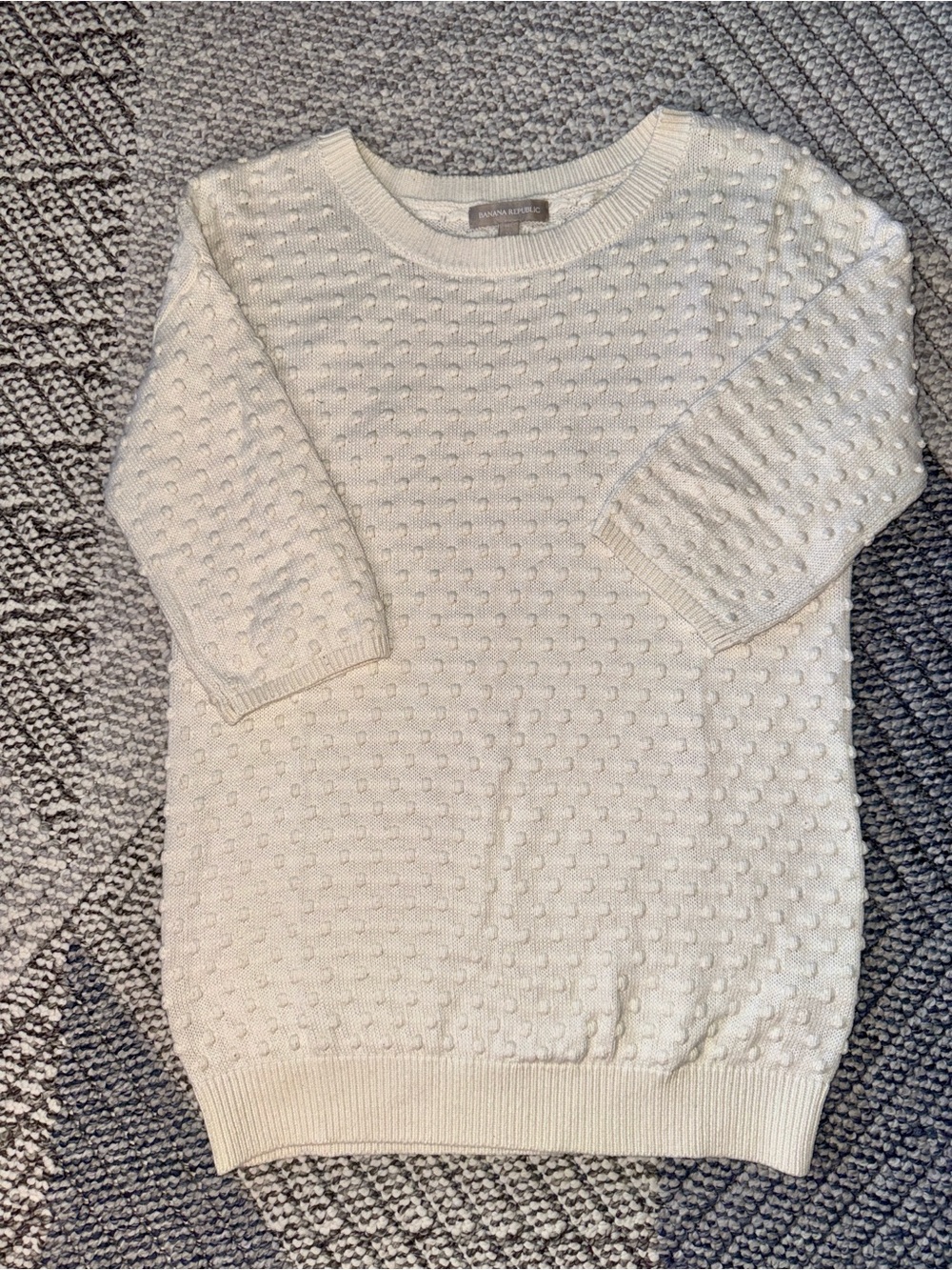 Banana Republic Cream Textured Dot Half-Sleeve Sweater — M Tall